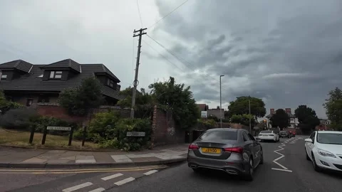 Low Angle Car Mounted Camera Luton City Street View Footage Stock Footage 314421034