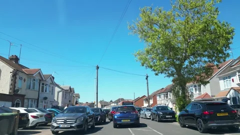Low Angle Car Mounted Camera Luton City Street View Footage Stock Footage 314421086
