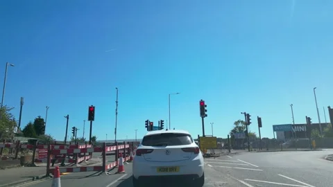 Low Angle Car Mounted Camera Luton City Street View Footage Stock Footage 314421124