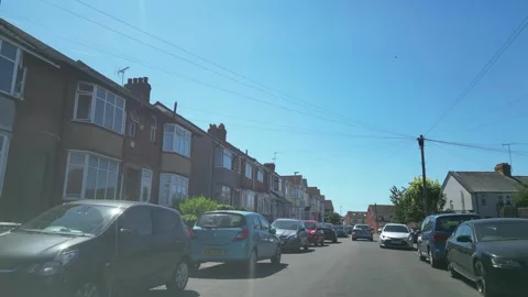 Low Angle Car Mounted Camera Luton City Street View Footage Stock Footage 314421229