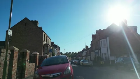 Low Angle Car Mounted Camera Luton City Street View Footage Stock Footage 314421236