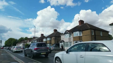 Low Angle Car Mounted Camera Luton City Street View Footage Stock Footage 314421368