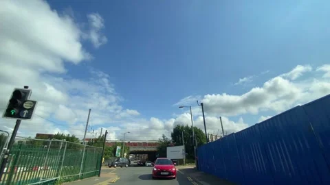 Low Angle Car Mounted Camera Luton City Street View Footage Video stock 314421556