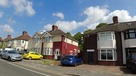 Low Angle Car Mounted Camera Luton City Street View Footage Stock Footage 314421636