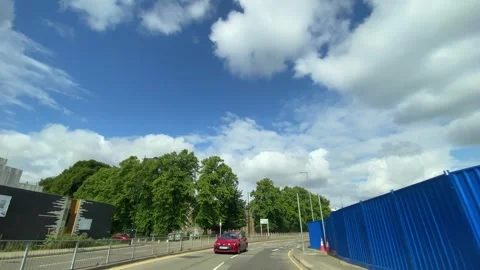 Low Angle Car Mounted Camera Luton City Street View Footage Stock Footage 314421693