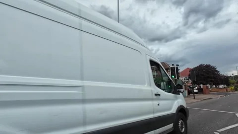 Low Angle Car Mounted Camera Luton City Street View Footage Stock Footage 314421787