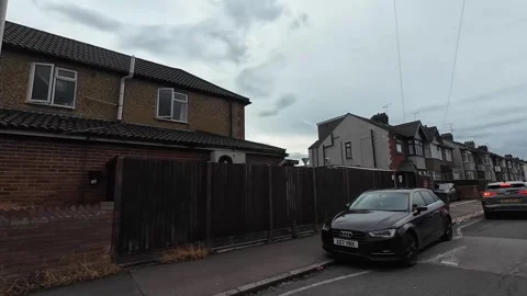 Low Angle Car Mounted Camera Luton City Street View Footage Stock Footage 314421851