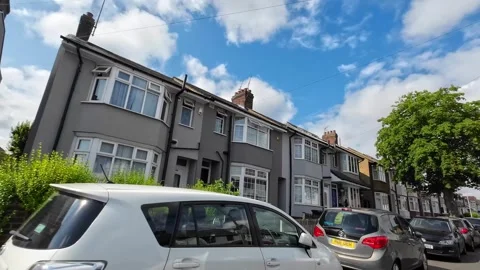 Low Angle Car Mounted Camera Luton City Street View Footage Stock Footage 314421988