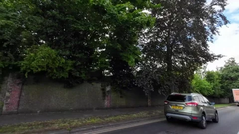 Low Angle Car Mounted Camera Luton City Street View Footage Stock Footage 314422097