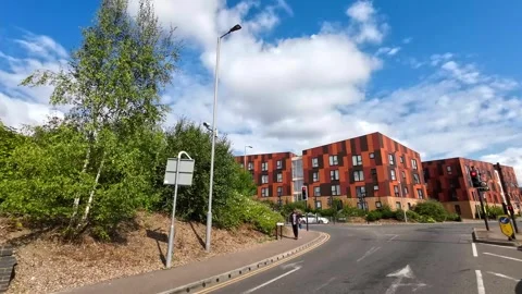 Low Angle Car Mounted Camera Luton City Street View Footage Stock Footage 314422305