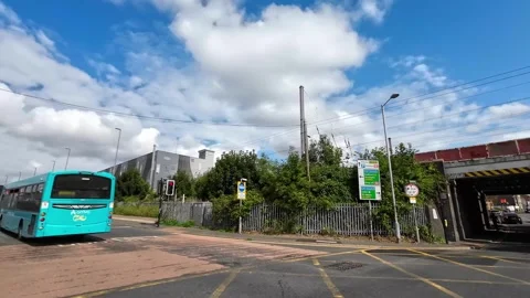Low Angle Car Mounted Camera Luton City Street View Footage Video stock 314422400
