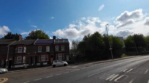 Low Angle Car Mounted Camera Luton City Street View Footage Stock Footage 314422471