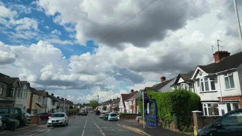 Low Angle Car Mounted Camera Luton City Street View Footage Stock Footage 314422870