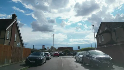 Low Angle Car Mounted Camera Luton City Street View Footage Stock Footage 314422953