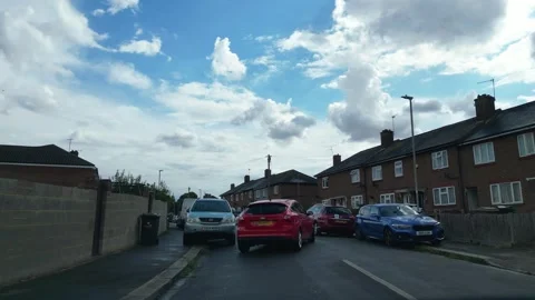 Low Angle Car Mounted Camera Luton City Street View Footage Stock Footage 314422957