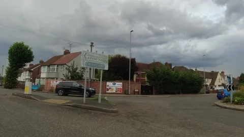 Low Angle Car Mounted Camera Luton City Street View Footage Stock Footage 314423087