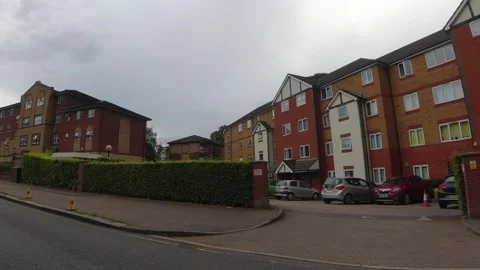 Low Angle Car Mounted Camera Luton City Street View Footage Video stock 314423101