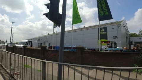 Low Angle Car Mounted Camera Luton City Street View Footage Stock Footage 314423162