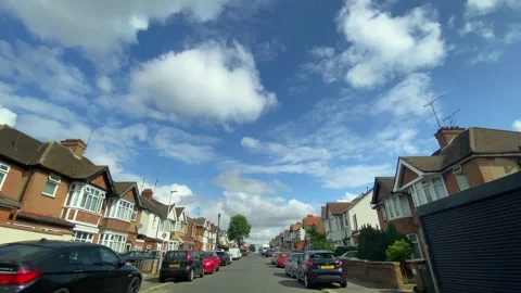 Low Angle Car Mounted Camera Luton City Street View Footage Stock Footage 314423281