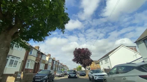 Low Angle Car Mounted Camera Luton City Street View Footage Stock Footage 314423285