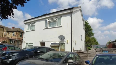 Low Angle Car Mounted Camera Luton City Street View Footage Video stock 314423297