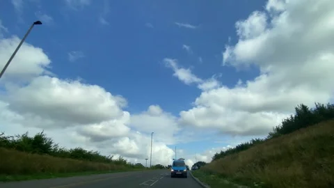 Low Angle Car Mounted Camera Luton City Street View Footage Stock Footage 314423366