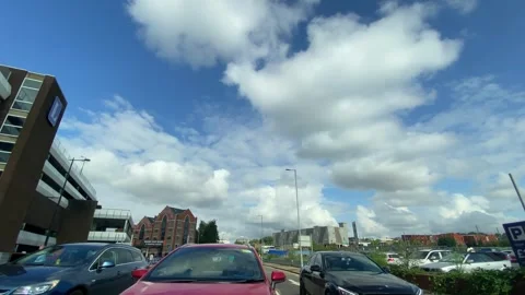 Low Angle Car Mounted Camera Luton City Street View Footage Stock Footage 314423375