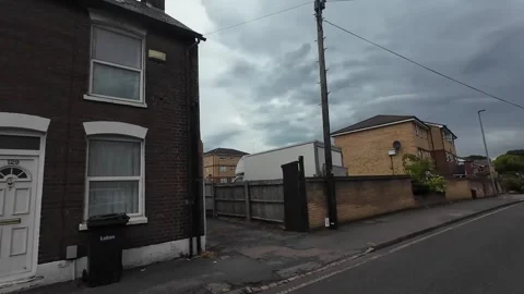 Low Angle Car Mounted Camera Luton City Street View Footage Stock Footage 314423531