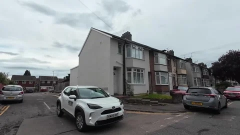 Low Angle Car Mounted Camera Luton City Street View Footage Stock Footage 314423612