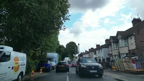 Low Angle Car Mounted Camera Luton City Street View Footage Stock Footage 314423627