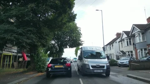 Low Angle Car Mounted Camera Luton City Street View Footage Stock Footage 314423691