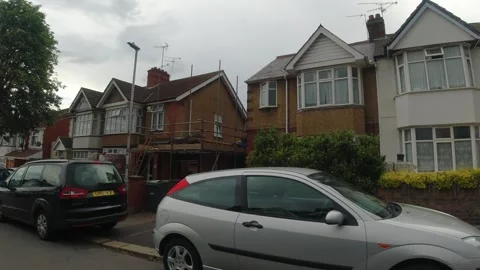 Low Angle Car Mounted Camera Luton City Street View Footage Stock Footage 314423700