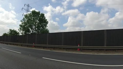 Low Angle Car Mounted Camera Luton City Street View Footage Video stock 314423802