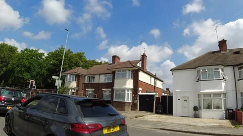 Low Angle Car Mounted Camera Luton City Street View Footage Stock Footage 314423872