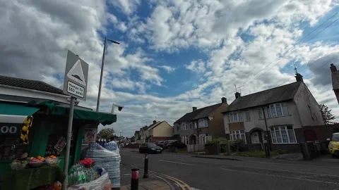Low Angle Car Mounted Camera Luton City Street View Footage Stock Footage 314518942