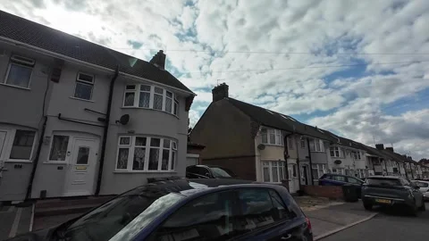 Low Angle Car Mounted Camera Luton City Street View Footage Stock Footage 314519078