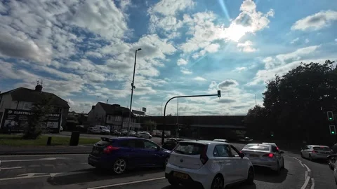 Low Angle Car Mounted Camera Luton City Street View Footage Video stock 314519273
