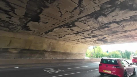 Low Angle Car Mounted Camera Luton City Street View Footage Video stock 314519336