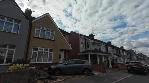 Low Angle Car Mounted Camera Luton City Street View Footage Video stock 314519339