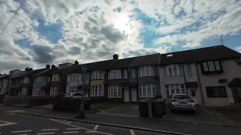 Low Angle Car Mounted Camera Luton City Street View Footage Video stock 314519473