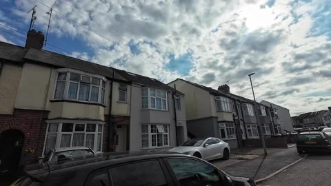 Low Angle Car Mounted Camera Luton City Street View Footage Stock Footage 314519484