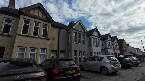 Low Angle Car Mounted Camera Luton City Street View Footage Stock Footage 314519540