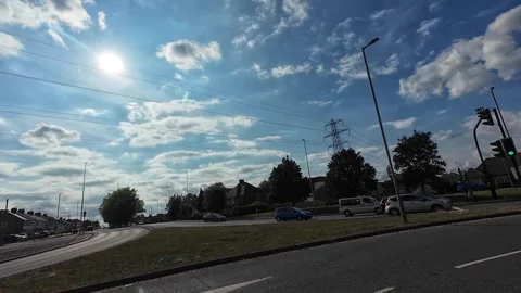 Low Angle Car Mounted Camera Luton City Street View Footage Stock Footage 314519620