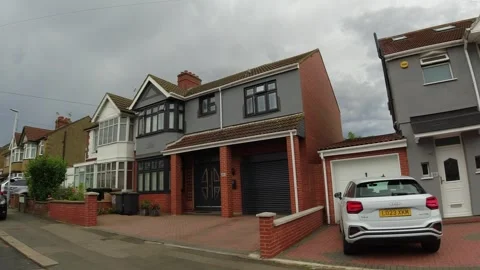 Low Angle Car Mounted Camera Luton City Street View Footage Stock Footage 314563724