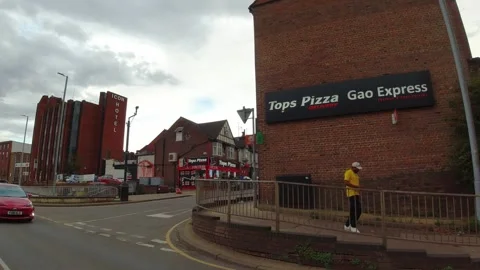 Low Angle Car Mounted Camera Luton City Street View Footage Stock Footage 314563921