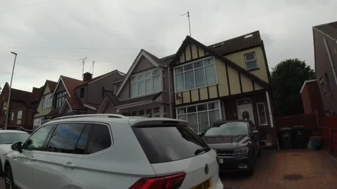 Low Angle Car Mounted Camera Luton City Street View Footage Stock Footage 314563923