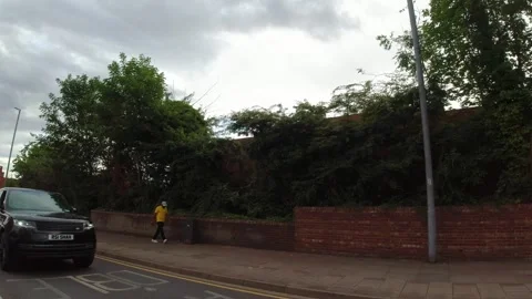 Low Angle Car Mounted Camera Luton City Street View Footage Stock Footage 314563960