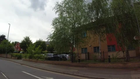 Low Angle Car Mounted Camera Luton City Street View Footage Stock Footage 314564024