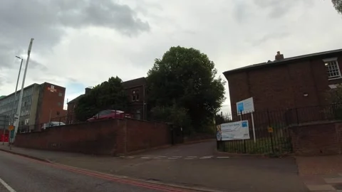 Low Angle Car Mounted Camera Luton City Street View Footage Stock Footage 314564238