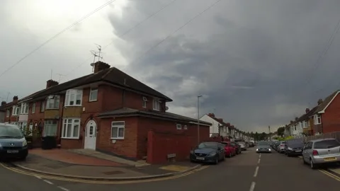 Low Angle Car Mounted Camera Luton City Street View Footage Stock Footage 314564298